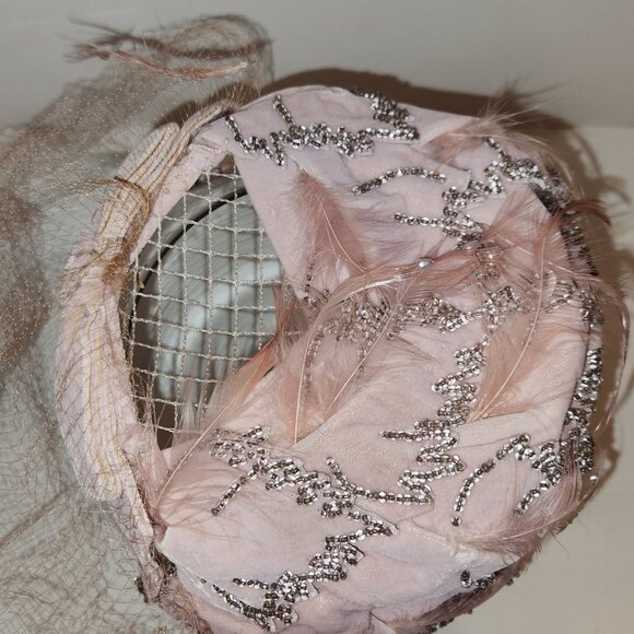 Vintage Hat with Net, Feathers, Beads *AS IS READ* main image 15